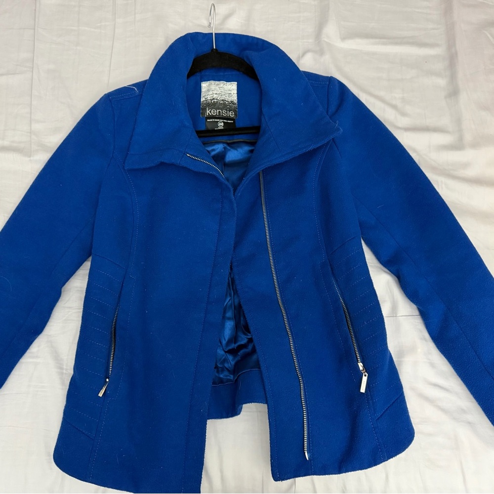 Kensie Royal Blue Zip-Front Blazer